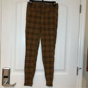 American Eagle Orange & Black Plaid Next Level Stretch Super Hi-Rise Jeggings 4